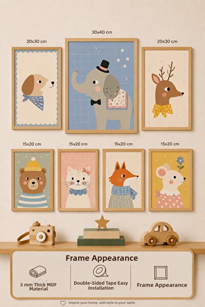UNT Set de picturi moderne cu aspect de cadru, 7 piese |   Decor de perete pe...