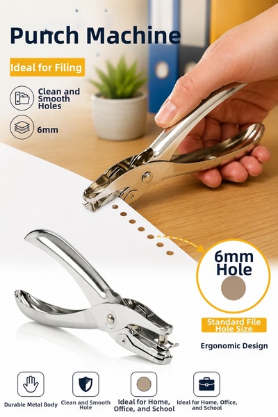 Binbirreyon Single Hole Puncher Bird Eye Opening Filing Tool Steel 6mm 13cm V...