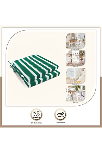 Monolisse Stripe 2-Piece Zippered Lace-up Chair Cushion Πράσινο 40 x 40 εκ.