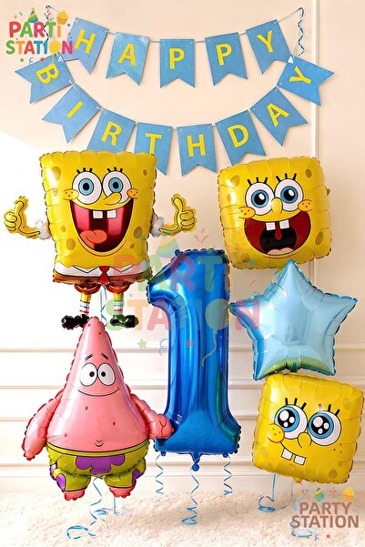Parti Station Spongebob Balloon & Patrick Concept Balloon Set 1 Year Old - 7 ...