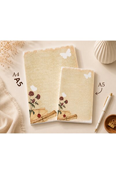 Miray Craft Vintage Themed Set of 2 (A4-A5) Notepads - Notepad - Memo Pad