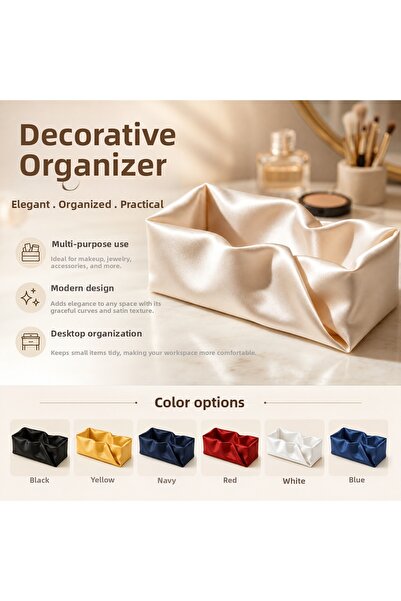 MYE TEKNOLOJİ Fabric-Look Decorative Organizer Makeup Jewelry Accessory Deskt...