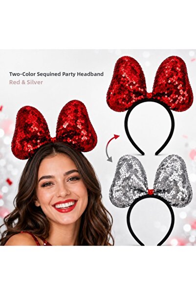 pınaxar Double Color Red Silver Sequined Party Crown 20X16 cm