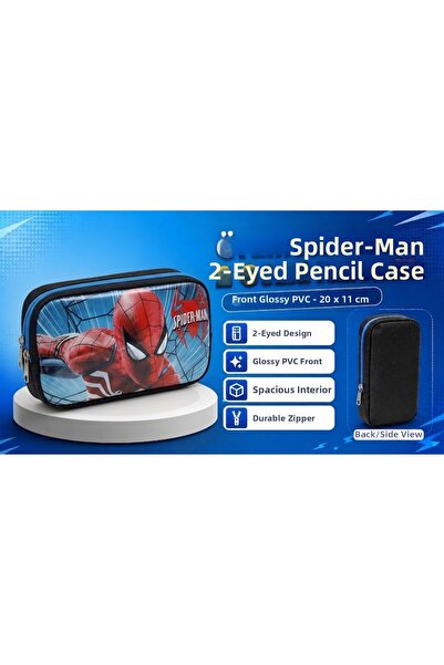 kruxon Character Patterned 2-Compartment Pencil Holder – Glossy Pvc Front, Zi...