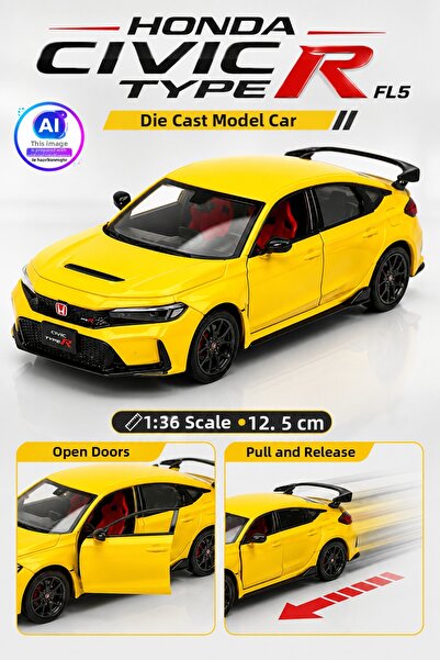 YILDIRIM OYUNCAK Die Cast Honda Civic Type R Fl5 Model Araba 12,5cm – 1:36 Sc...
