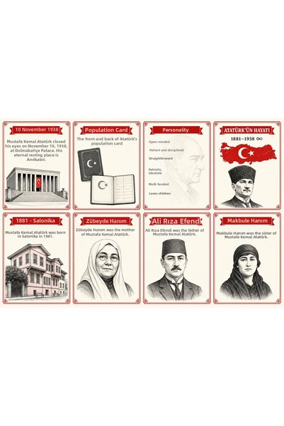 PRİME Concept Koç Stüdyo Atatürk's Life and Family Educational School Posters Set of 8 50X70 cm