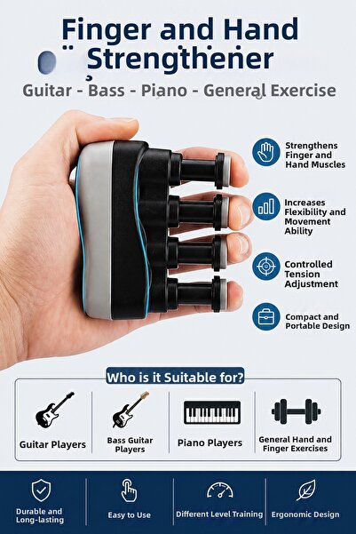 Yenilig Finger and Hand Strengthener Exerciser Guitar Bass Piano Finger Train...