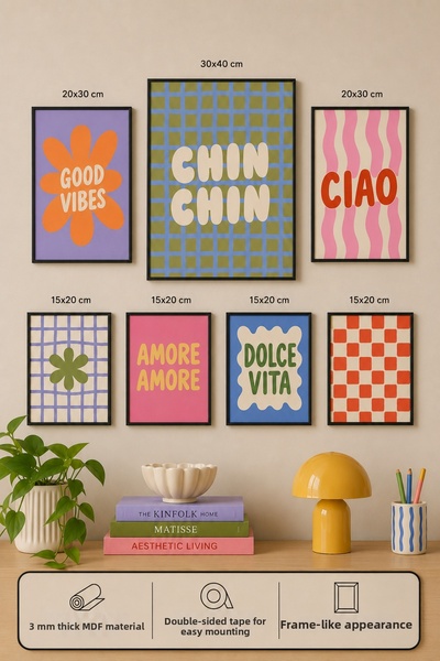 UNT 7-Piece Frame-Looking Modern Painting Set |   Retro & Pop Art |   Motivat...