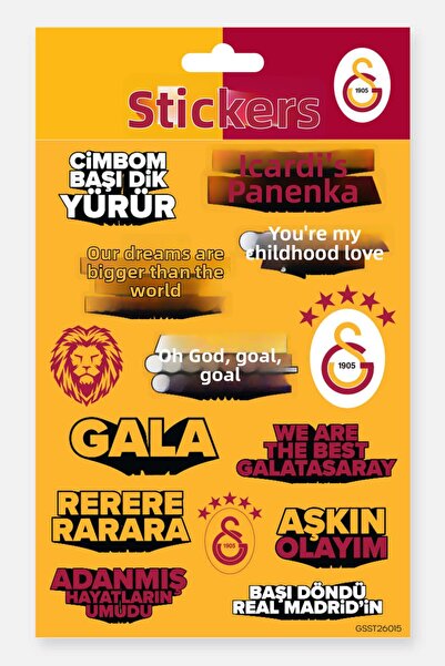 Galatasaray Σετ αυτοκόλλητων με κίτρινο σλόγκαν - Αυθεντικό με άδεια χρήσης