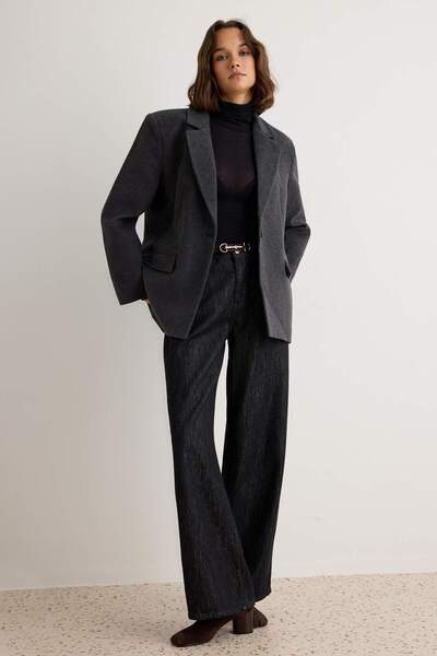 Trendyol Collection Dark Anthracite Oversize Blazer Jacket Twoaw27Bc00033