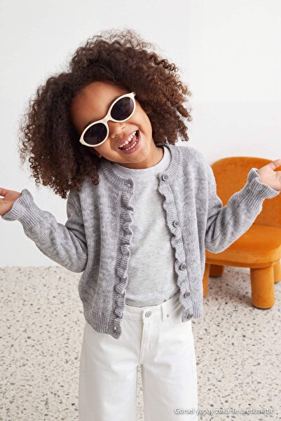 TRENDYOLKIDS Gray Girls' Cardigan Tkdaw27Hi00003