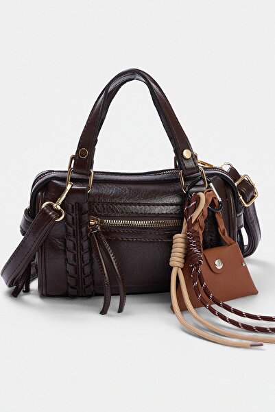 TRENDYOL SHOES Brown Charm Detailed Women's Mini Shoulder Bag Takaw27Oc00047