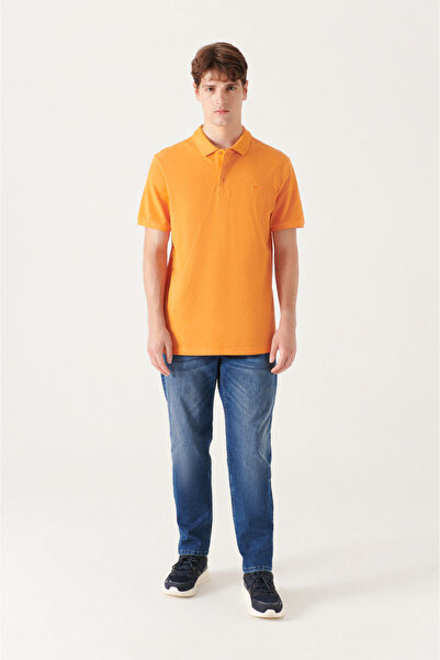 Avva Herren Orange 100% Baumwolle Cool Halten Polo Kragen T-shirt E 001004