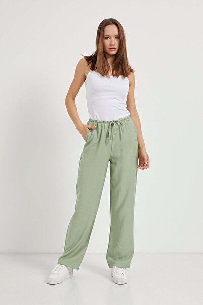 Arma Life Pantaloni largi verzi casual pentru damă, cu talie elastică