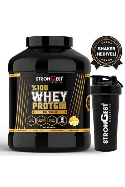 STRONGEST Whey Protein 2400gr 80 Servis Muz Aromalı %100 Protein Tozu