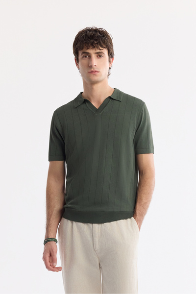 Avva Erkek Haki Polo Yaka Rayon Triko Regular Fit T-Shirt A51Y5015