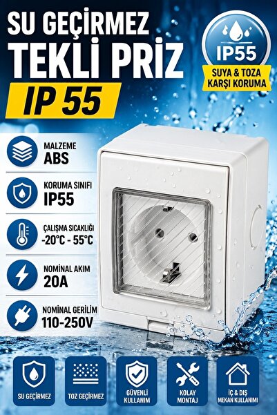 Nexo Su Geçirmez tekli priz (IP 55)