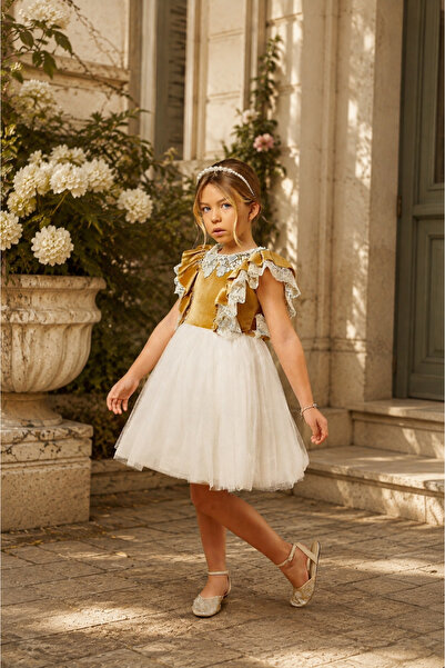 HC Kids Wear Rochie de seara pentru fete, de absolvire, din catifea, cu detal...