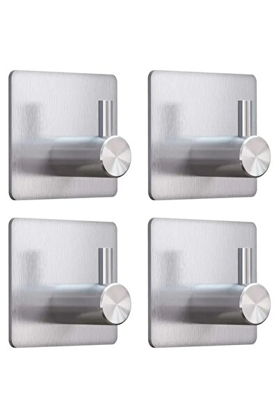 Choice silvery 4pcs Self-Adhesive Towel Hooks 304 Stainless Steel Stick-On Wa...