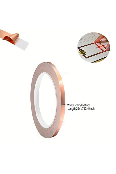 Choice 5mm 20M 1Roll 1 Roll DIY Copper Foil Tape EMI Shielding Single Sided C...