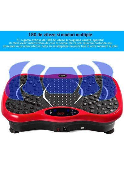 Generic Red fitness vibration massager, 200W, with 2 resistance bands and rem...