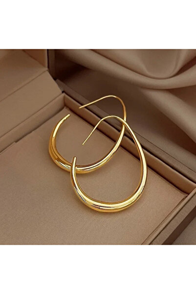 Choice Gold Retro Hot Sale Geometric Oval Hoop Earrings for Women Simple Desg...