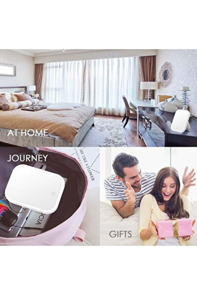 Generic LED cosmetic mirror, portable, 3 types of light, rechargeable - 23x17 cm