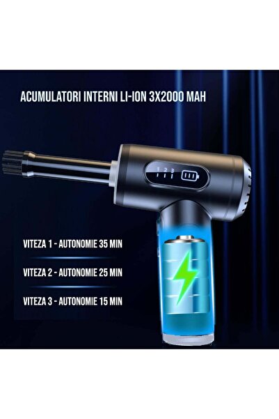 Generic Portable Vacuum Cleaner with Air Blower, USB, 6000mAh + Complete Car Kit