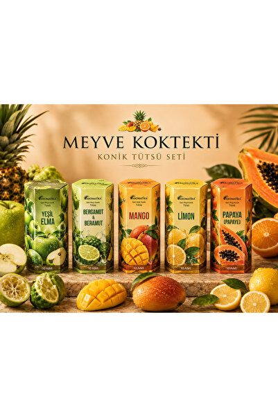 Rakta AROMATİKA - Meyve Bahçesi Konik Tütsü Seti 4 Farklı Koku • 40 Adet Ters...