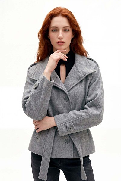 HAKKE Women's Belted Short Cashmere Coat