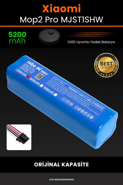 robo mi Xiaomi Mop 2 Pro - MJST1SHW Uyumlu 5200mAh Compact Model Robot Süpürg...