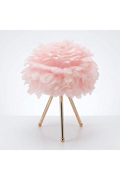 Generic Pink feather table lamp, 3 light shades, USB powered, 48 cm
