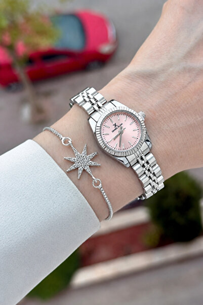 Daniel Klein Women's Wristwatch and Bracelet with Dial Pink Cord Gray Color 2...