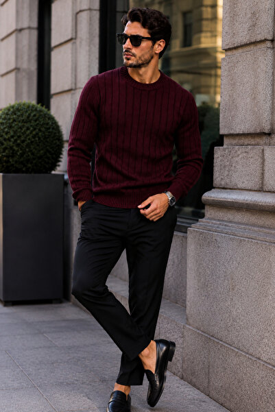 H&E LUXURY DESIGN Men's Thick Ribbed Basic Sweater