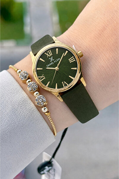 Daniel Klein Kasaza Gold Cord Green Color 28 mm Women's Wristwatch with Gift ...
