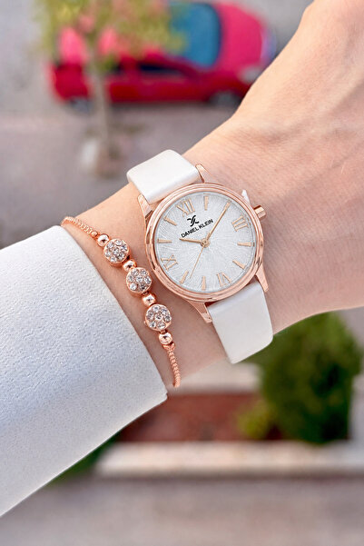 Daniel Klein Women's Wristwatch with Rose Cord White Color 28 mm Same as Pict...