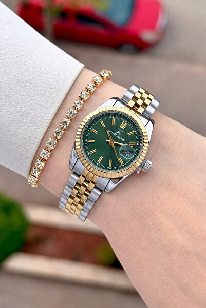 Daniel Klein Dial Green Cord Gold Metallic Color 28 mm 2 Year Warranty Women'...