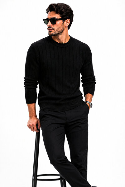 H&E LUXURY DESIGN Men's Thick Ribbed Basic Sweater