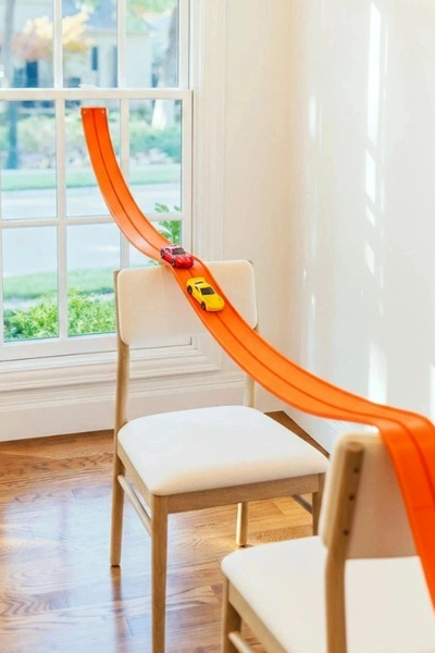 elisalife Oyun Esnek Yarış Pisti Kıvrılabilen Aksiyon Pisti Go Track 4.5 Mt Flex Track Oyuncak Turuncu Orange