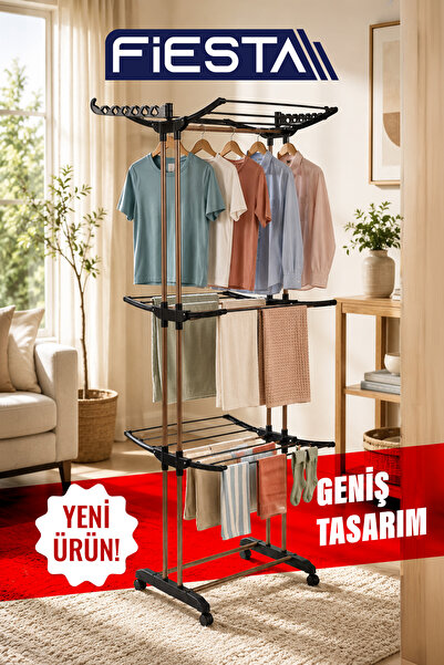 Fiesta FS-0401 Air On 3 Katlı Tekerli XL EXTRA GENİŞ EXTRA BÜYÜK Çamaşır Kuru...