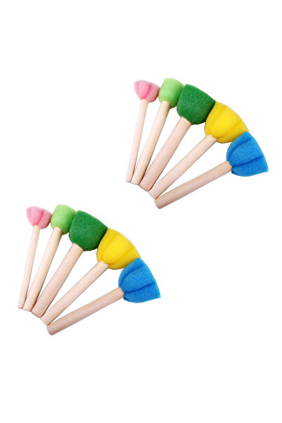 Choice1 10Pcs Foam Sponge Brush with Wooden Handle Round Flower Multi Size Pa...