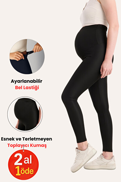 BANEGA Ayarlanabilir Yüksek Bel Siyah Toparlayıcı Hamile Taytı