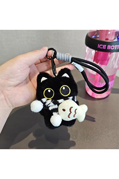 Choice Black A 1Pcs Cool Plush Black White Cat Doll Toy Keychain Bag Pendant ...