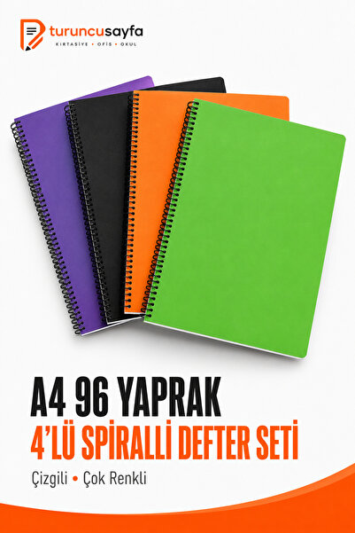 everart A4 Defter 96 Yaprak Çizgili Defter 4 Adet