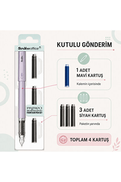 Scrikss WizDesign Primeo Dolmakalem Set M Uç Lila (3'lü Siyah Kartuş)