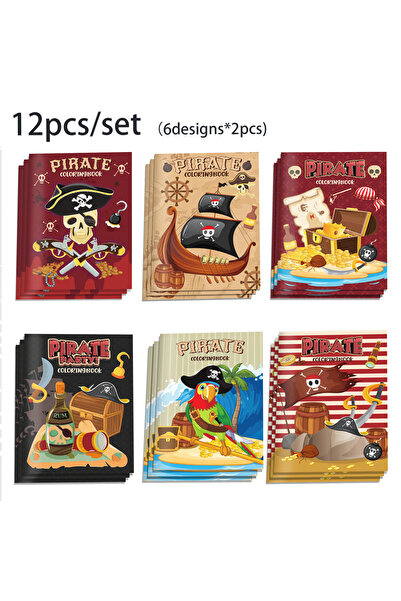 Choice 12pcs-TY092 12pcs Pirate Themed Mini Coloring Books Graffiti Ships Tre...