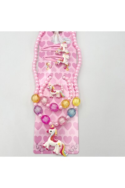 Choice Pink B 1 Set Handcrafted Unicorn Kids Beaded Jewelry set Cute Animal N...