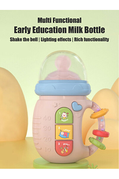 Choice Pink Bottle 1pc Baby Musical Feeding Bottle Newborn Soft Teether Rattl...