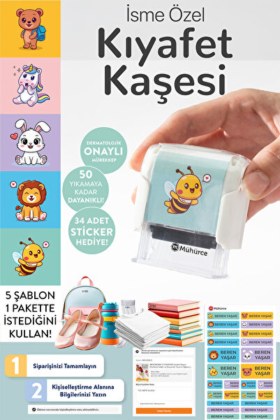 M MÜHÜRCE Kıyafet Kaşesi Özelleştirilebilir ve Dayanıklı Tasarım Öğrenci Kaşe...