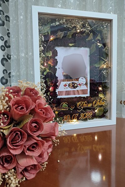 Verda Çerçeve 30x40 Cm Ledli Beyaz Gül Anı Çerçevesi! Fotoğraf Bölümlü Çerçev...